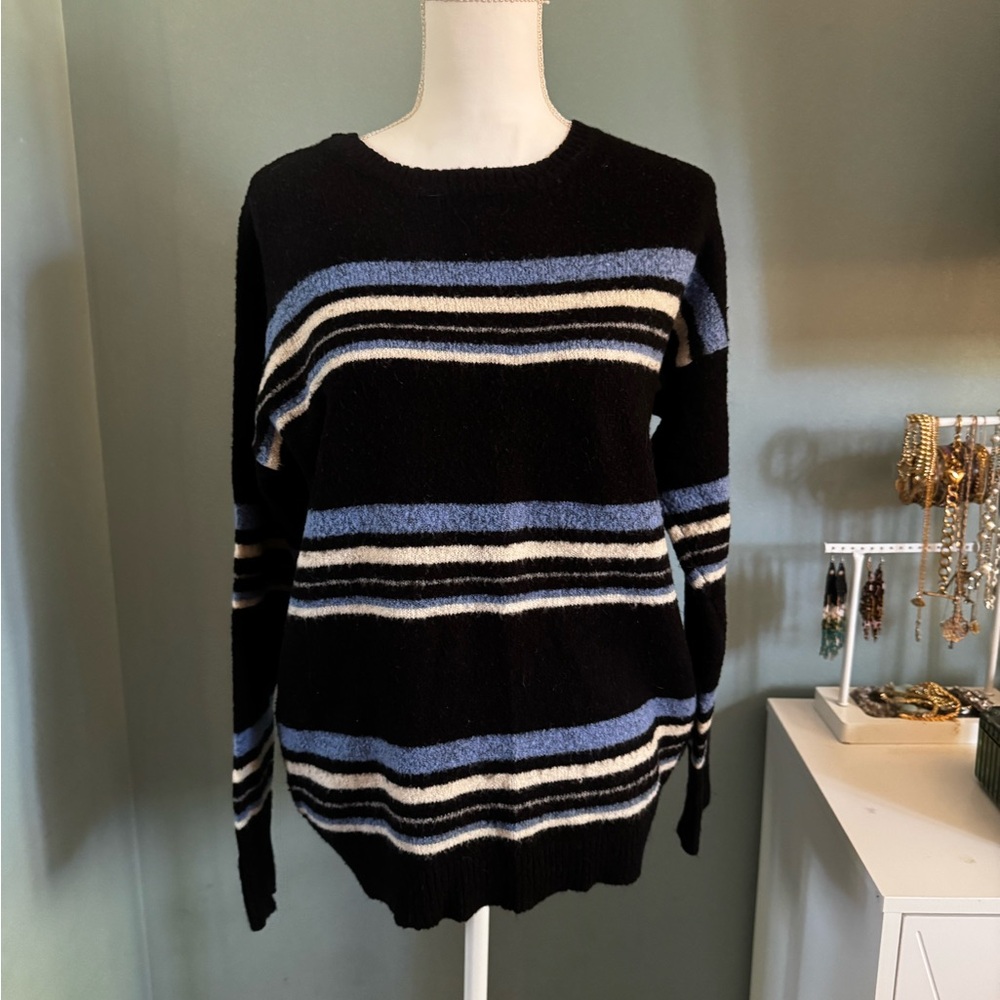 Wild Fable Black and Blue Striped Sweater